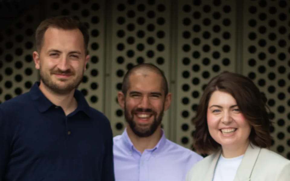 Henry Comfort, Benji Weber and Hanah Darley, co-founders of Geordie AI
