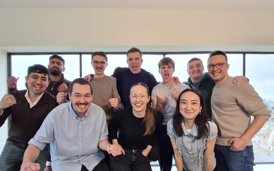 The Loxa team, including co-founder and chief executive Jamie Hamer, at the company's London office