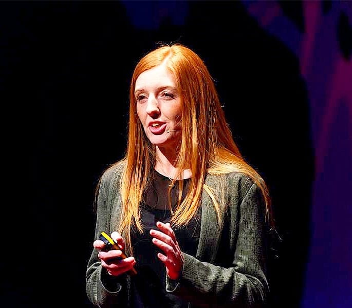 Louise Campton, founder of Primary Goal and the Future Ready Foundation, speaking on stage
