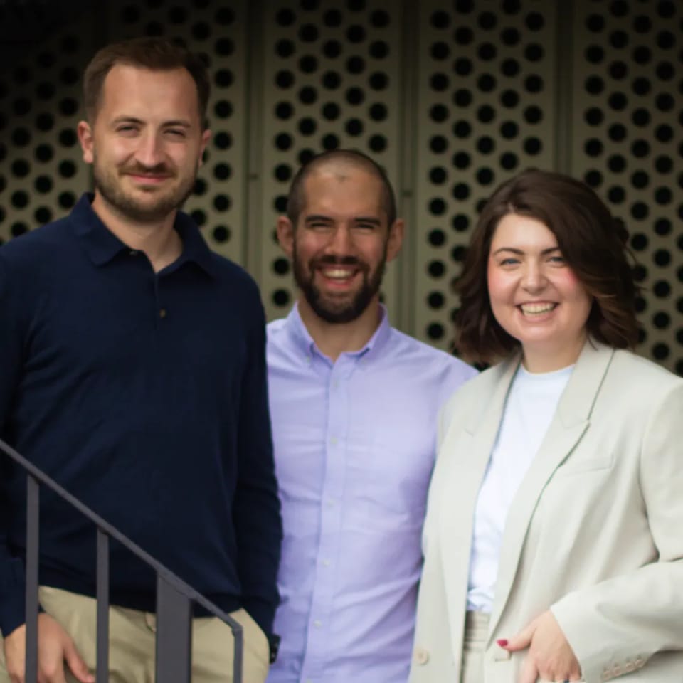 Henry Comfort, Benji Weber and Hanah Darley, co-founders of Geordie AI