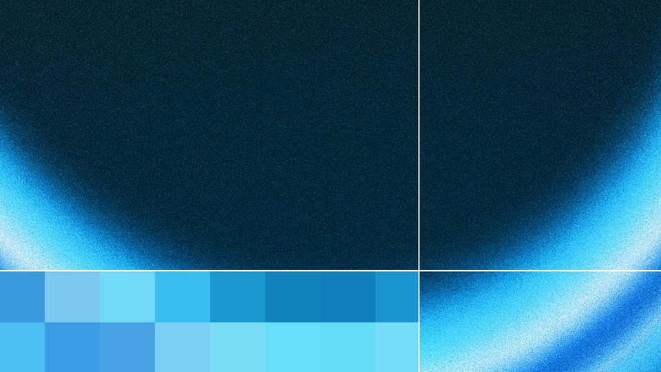 Abstract dark blue graphic with a glowing curved light arc and a grid of blue tiles, the header artwork of Microsoft's Digital Crimes Unit blog post on EvilTokens