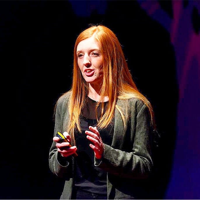Louise Campton, founder of Primary Goal and the Future Ready Foundation, speaking on stage