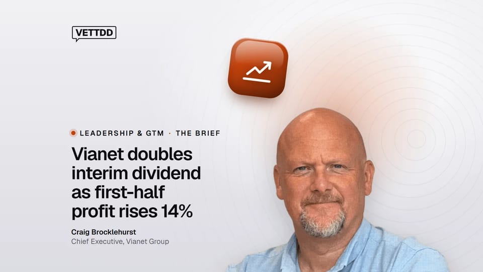 Craig Brocklehurst, Chief Executive, Vianet Group, on a VETTDD photo card: Vianet doubles interim dividend as first-half profit rises 14%